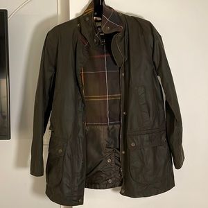 Re-waxed (by Barbour!) Barbour Beadnell corduroy- trimmed waxed cotton jacket